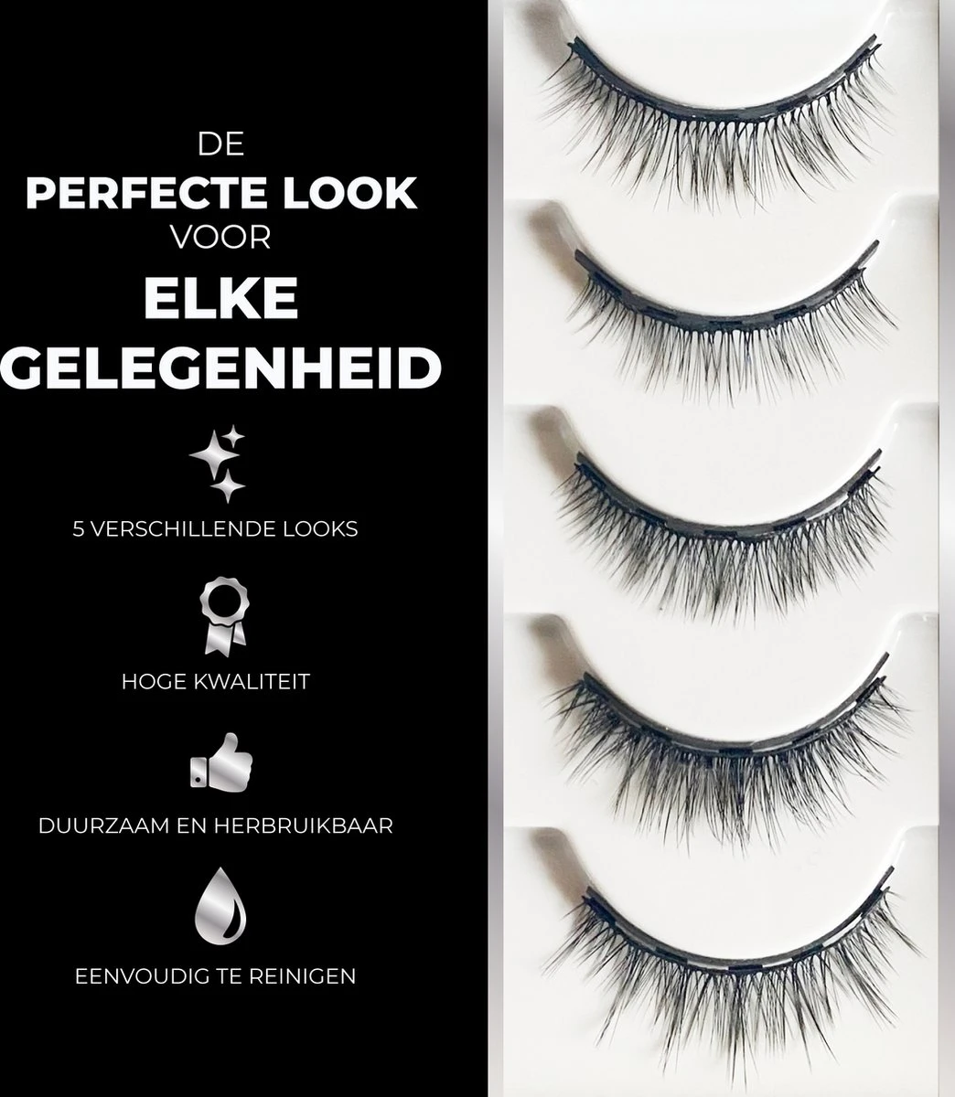 Magnetische Nep Wimpers Met 2 Magnetic Eyeliners En Applicator - 10 Magnetische Lashes - Wimperextensions - Zwart 7 Magnetische Nep Wimpers Met 2 Magnetic Eyeliners En Applicator - 10 Magnetische Lashes - Wimperextensions - Zwart - Afbeelding 5