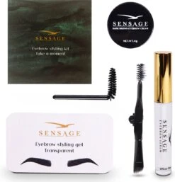 Sensage Wenkbrauwgel Set | Brow Soap | Pomade Donkerbruin | Wenkbrauw Serum | Wenkbrauw Borstel 3 Stuks