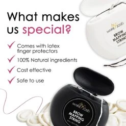 Marie-José & Co Brow Mapping String Set - Zwart & Witte Draad + 10 Vingerbeschermers - Perfect Wenkbrauwen Aftekenen Met Voorgekleurde Draad - Alternatief Voor Wenkbrauwsjablonen -Maybelline Winkel 1200x1200 1202
