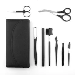 Wenkbrauw Trimmer Set - 8-delig – Met Epileer Pincet, 2x Wenkbrauw Schaartje, 2x Wenkbrauwmesje, Wenkbrauw Borstel, Wenkbrauwpotlood, Spoolie – In Stevige Etui - Zwart -Maybelline Winkel 1200x1200 1237