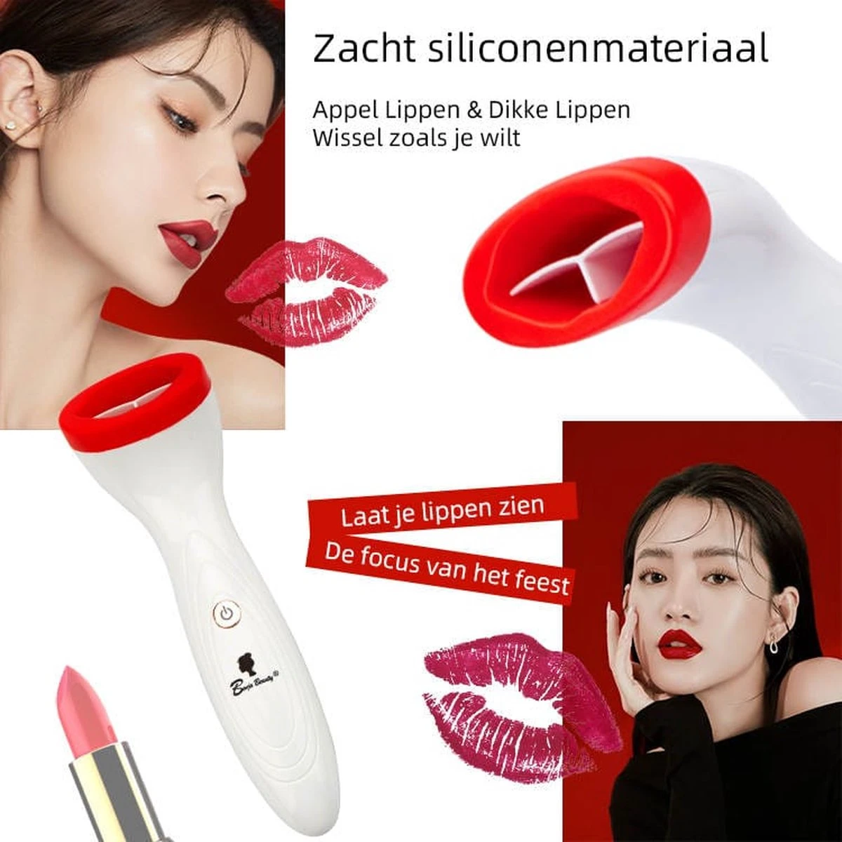 BenjaBeauty Lip Plumper - Lippen - Lipstick - Lippenbalsem - Rood - Wit 8 BenjaBeauty Lip Plumper - Lippen - Lipstick - Lippenbalsem - Rood - Wit - Afbeelding 6