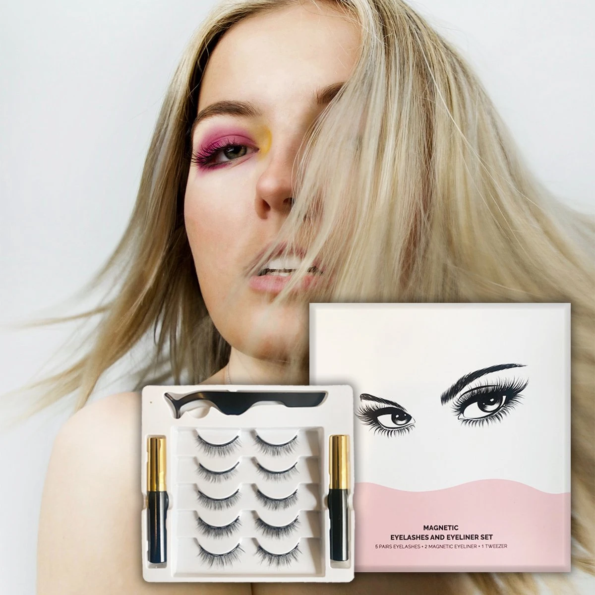 Magnetische Nep Wimpers Met 2 Magnetic Eyeliners En Applicator - 10 Magnetische Lashes - Wimperextensions - Zwart 3 Magnetische Nep Wimpers Met 2 Magnetic Eyeliners En Applicator - 10 Magnetische Lashes - Wimperextensions - Zwart