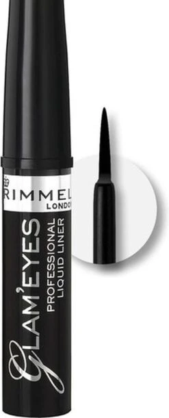 Rimmel London Glam'Eyes Professional Liquid Eyeliner - 001 Black Glamour -Maybelline Winkel 485x1200 1