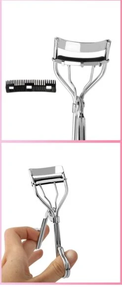 INTER-ESQUE® Wimperkruller - Eyelash Curler + 3x Gratis Extra Siliconen Pad & 3x Extra Kam - Zilver -Maybelline Winkel 510x1200 7