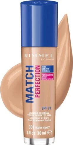 Rimmel London Match Perfection Foundation 301 Warm Honey -Maybelline Winkel 605x1200 1