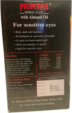 GoodUse Export Mumtaz Herbal Kajal Stick 1 Stuks - Zwarte Eyeliner - Kajal Oogpotlood Zwart - Make Up - Kohl Kajal - Gevoelige Ogen - Amandelolie - Natuurlijk -Maybelline Winkel 772x1200 3